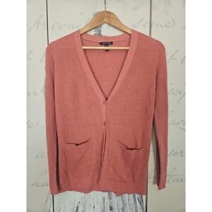 Eileen Fisher Organic Linen Blend V-Neck Cardigan Terracotta XXS Italian Yarn